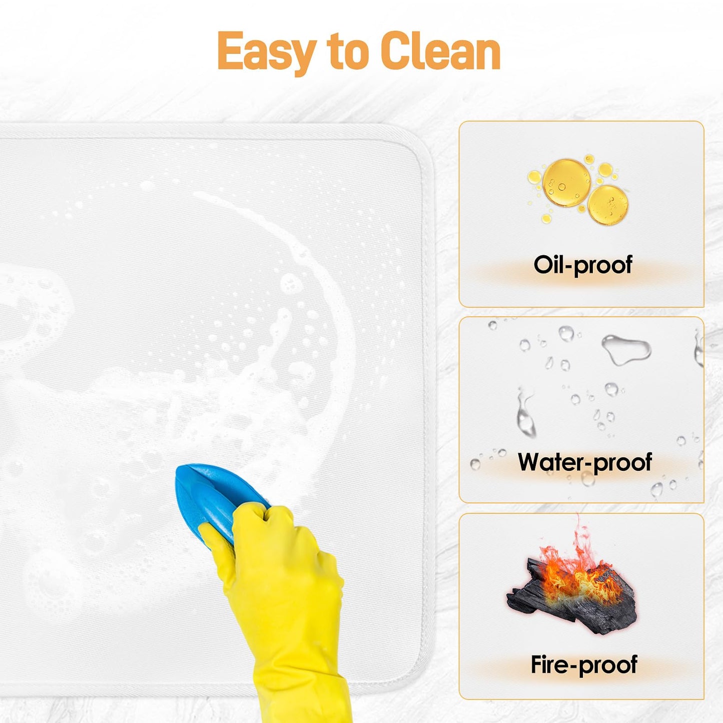 Amerbro Heat Resistant Mats for Countertop - Fireproof 15x18 in Heat Resistant Mats for Air Fryer - Kitchen Countertop Protector Hot Pad for Air Fryer, Coffee Maker, Stand Mixer, Oven 2PCS - White