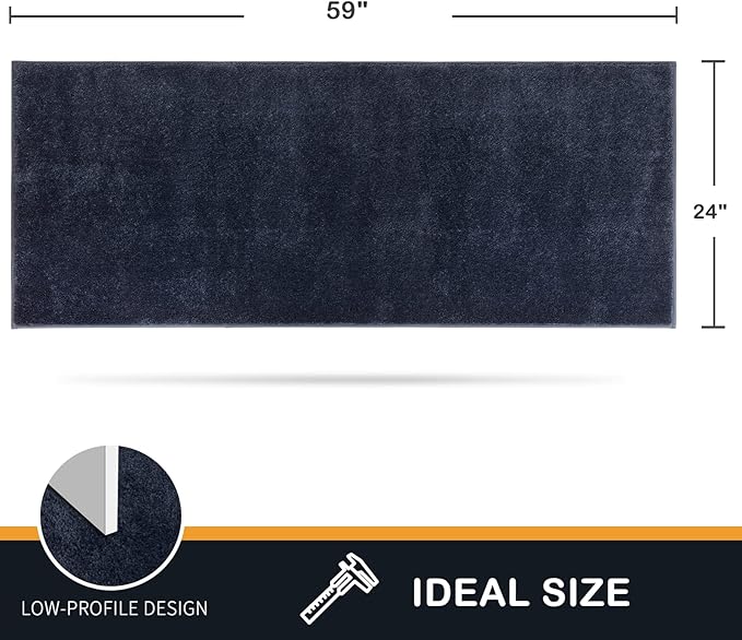 PURRUGS Dirt Trapping Door Mat 24" x 59", Non-Slip Machine Washable Entryway Rug, Dog Doormat, Indoor Front Door Mat, Super Absorbent Entry Rug for Muddy Shoes & Paws, Navy Blue