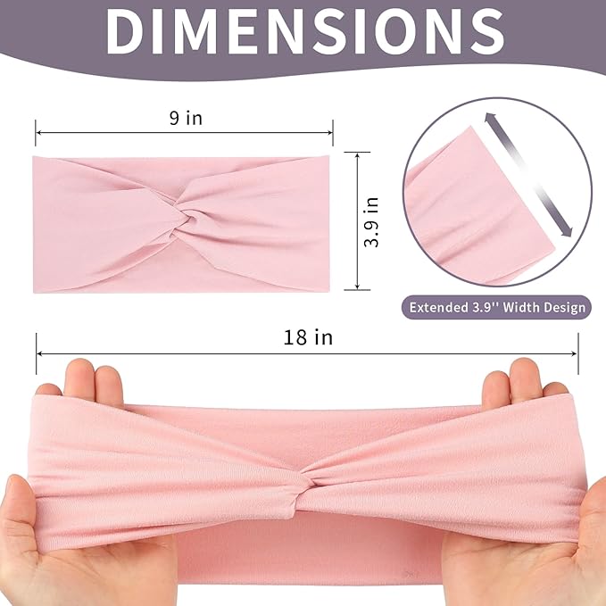 12 Pcs Stretchy Headbands for Women, Absorbed Sport Headband Soft Twist Knotted Hairbands for Daily Life Yoga Workout(Light yellow/Pink/Blue/Green)