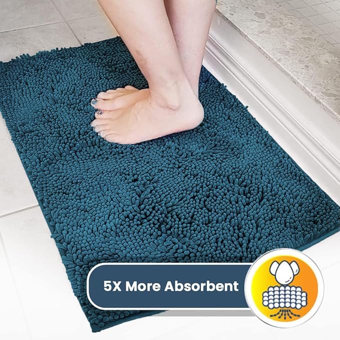 Muddy Mat® | Super Absorbent Door Mat Indoor, Microfiber Quick Dry Chenille Entryway Rug, Non-Slip Front Door Mat, Indoor Mats for Entryway, Machine Washable Pet Rug, Atlantic Blue 28"x18"