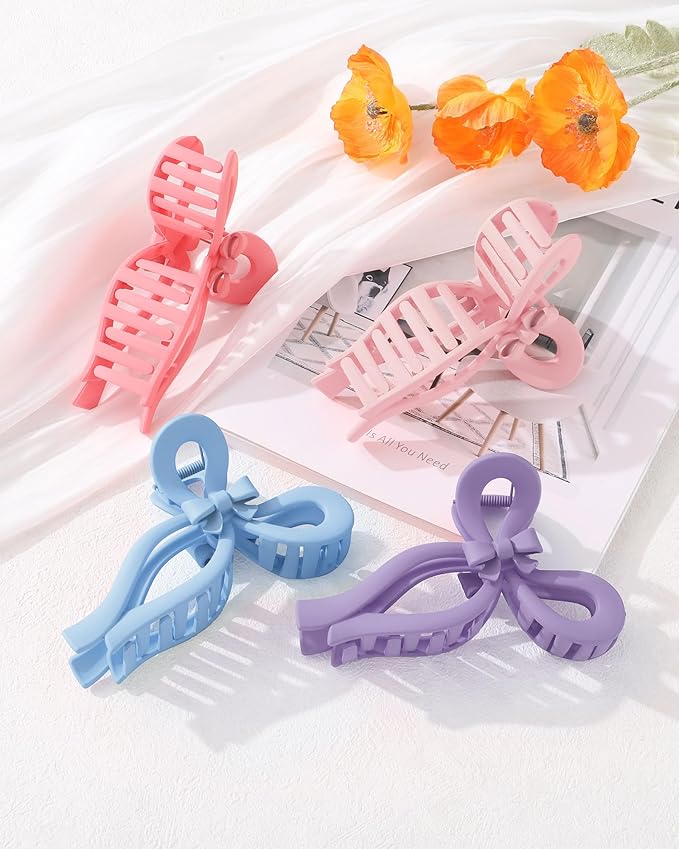 4 PCS Bow Hair Clips for Women Bow Claw Clip 5" Extra Large Hair Claw Clips for Thick and Long Hair Cute Bows Big Clip