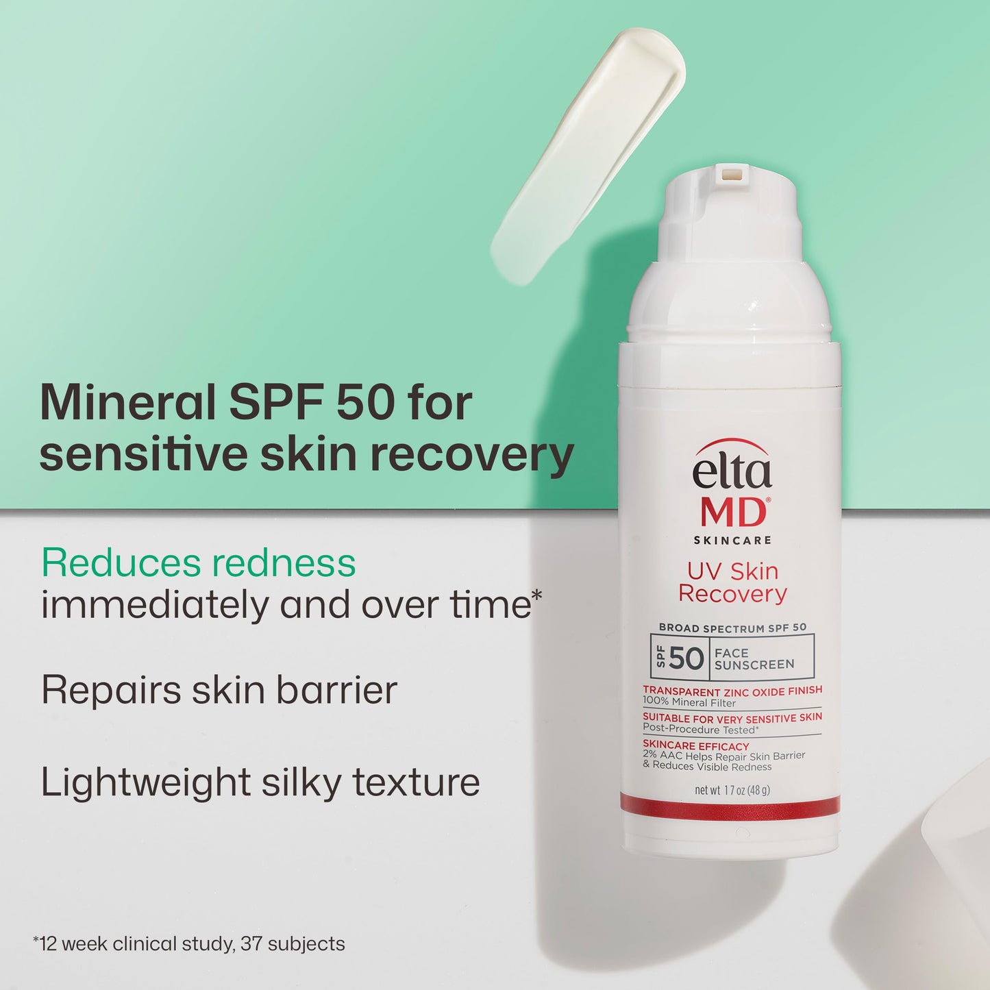 EltaMD UV Skin Recovery 100% Mineral Sunscreen, SPF 50, Redness Correcting Face Sunscreen, Safe for Sensitive Skin, 1.7oz