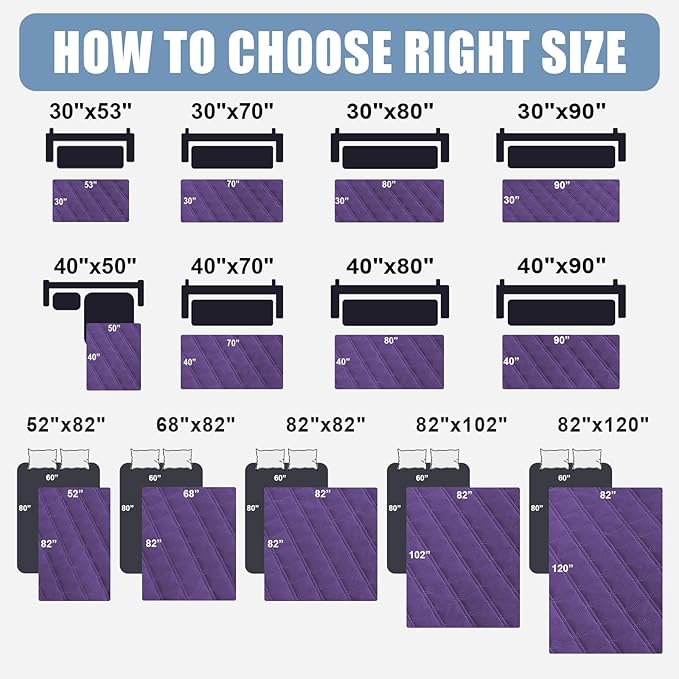 Smiry Waterproof Dog Bed Cover Pet Blanket, Soft Washable Dog Blanket for Furniture Bed Couch Sofa Reversible, Checkered (30"x70", Purple/Purple)