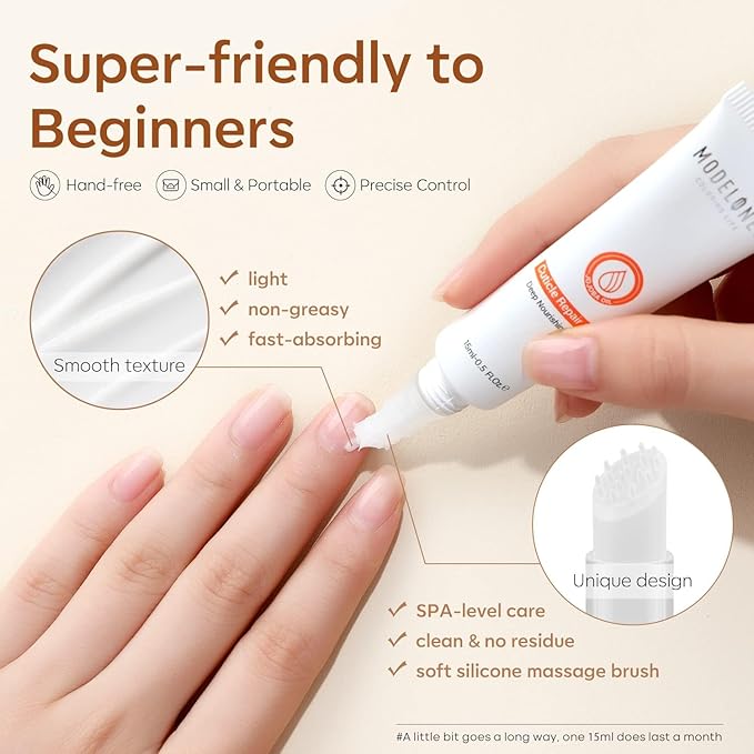 modelones Cuticle Cream, Ultra-Hydrating Nail Care for Damaged Nails Organic Jojoba Oil Vitamin E, Cuticle Softener Non-greasy Dry Cracked Cuticles 15ML