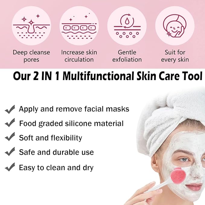 Facial Cleansing Brush,3 in 1 Silicone Face Mask Brush, Face Scrubber for Exfoliating,Deep Pore Cleansing,DIY Mask