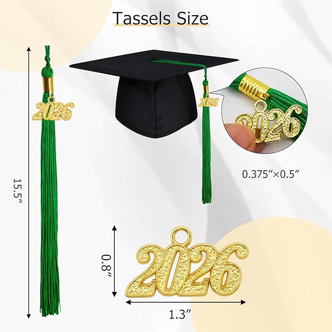GraduationMall Single&Multiple Color Graduation Tassel with 2026 Year Charm 9"