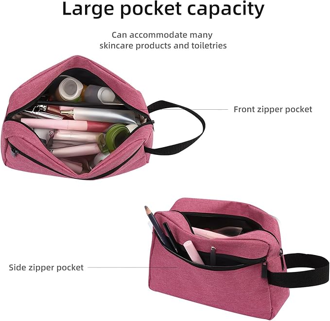 Travel Toiletry bag Toiletry bag for women men Hanging Cosmetic bag Travel accessories for Women Men (Rosy)