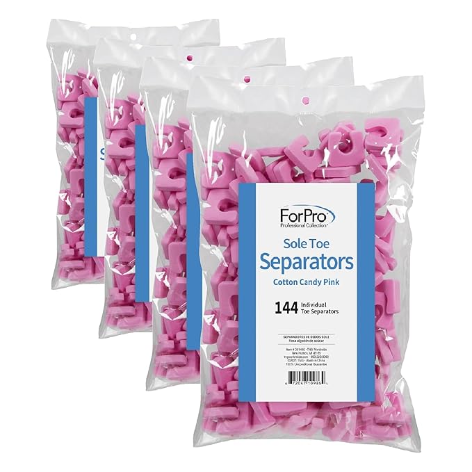 ForPro Professional Collection Sole Toe, Cotton Candy Pink, Individual Pedicure Toe Separators, 1” W x 1” L, 144-Count (Pack of 4)