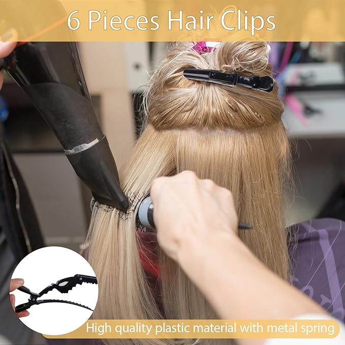 23 Pieces Hair Parting Tools Set, Magnetic Wrist Pin Holder for Braiding, Sectioning Clips, Rat Tail Combs, Hair Parting Rings