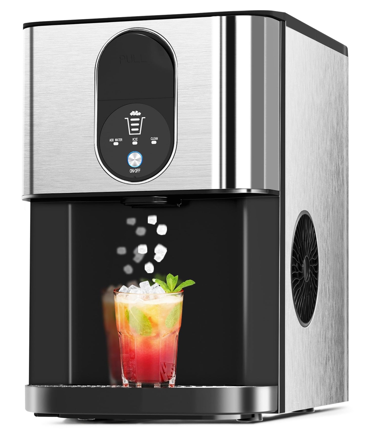 Cowsar Nugget Ice Maker Countertop, 44lbs/24H Soft Chewable Pellet Ice Machine with Dispenser, Self-Cleaning, 2.4L Removable Water Tank, One-Click Operation, Ideal for Home/Kitchen/Bar/Office, Silver