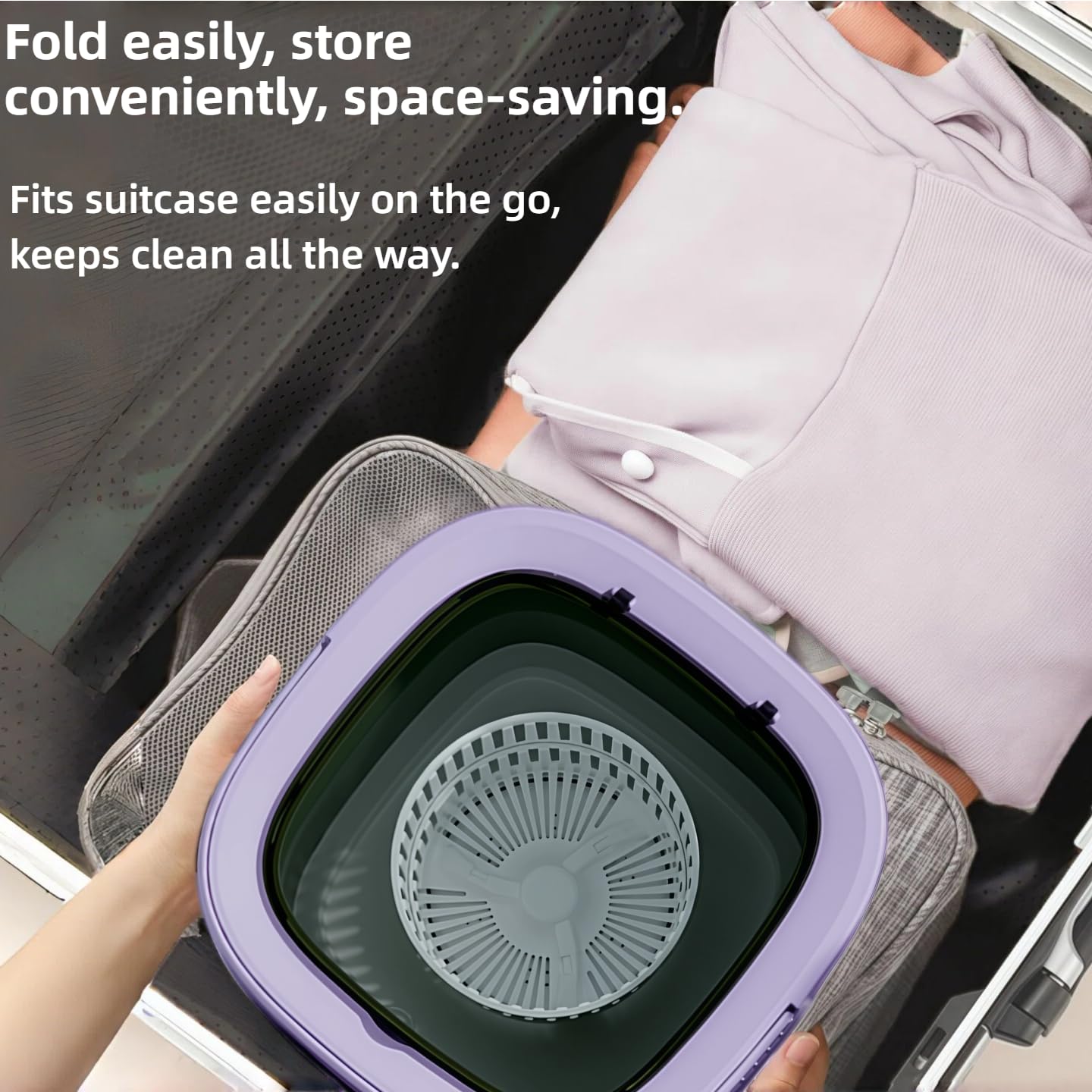 Portable Washing Machine,Mini Washer,16L Upgrade Mini Laundry Machine with Spin Basket,Deep Clean Baby Clothes,Underwear,Socks,Small Pet clothes; Ideal for RV, Dorm, Camping (Purple)