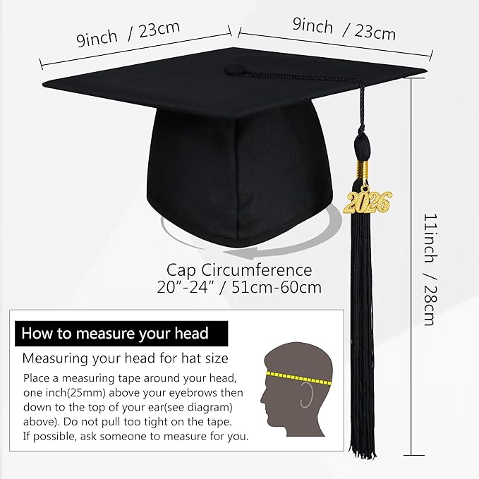 GraduationMall Matte Graduation Cap with 2026 Tassel for High School & Bachelor