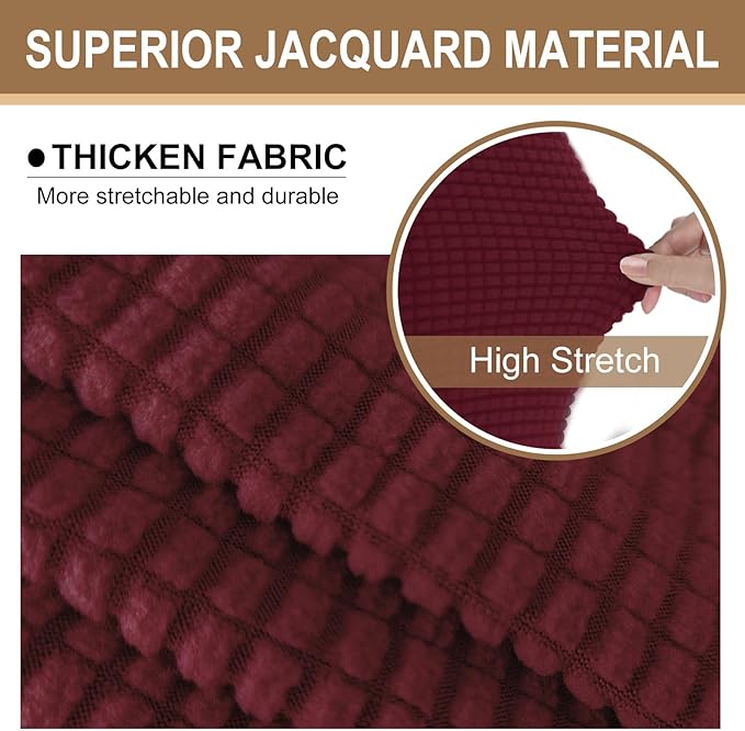 U-NICE HOME Stretch Futon Cover Armless Bed Slipcover - Soft Jacquard Fabric Washable for Pet Friendly, Burgundy