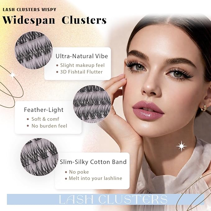 Wispy Lash Clusters Kit, Natural Lash Cluster Eyelash Extensions 320 Pcs C Curl 10-16mm Individual Fluffy False Eyelashes Thin Band DIY Kit for Beginners at Home with Bond Seal Remover Tweezers Brush