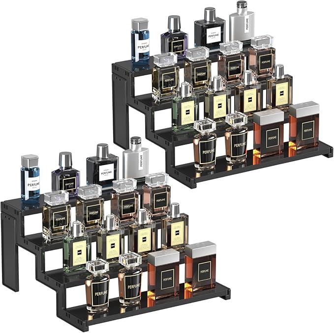 Lifewit Cupcake Stand, Perfume Cologne Organizer, Tool-Free Assembly, Display Riser, Spice Rack, Figurine Holder, Makeup Storage, Room Decor, Party Decorations, Black, 12Ã¢ÂÂ³ 4 Tier, 2 Pcs
