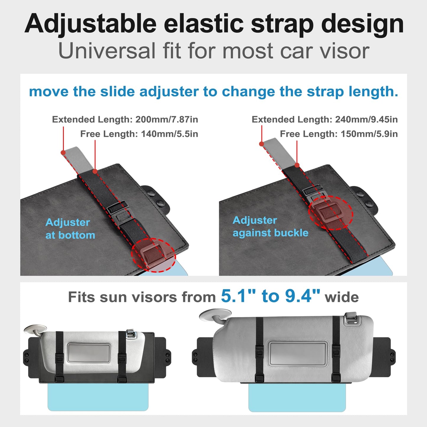 Veharvim Sun Visor Extender for Car (Polarized, UV400, PC Lens, 2 Side Sunshade), Car Visor Extender Sun Blocker, Visor Extender Attachment, Anti-Glare for Safe Driving