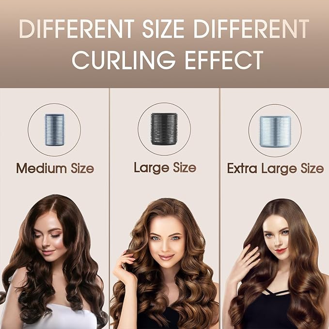 New Packaging-18 Pcs Thermal Ceramic Hair Rollers,Self Grip Jumbo Heatless Rollers Curlers for Women,Heatless Curlers for Blowout Volume,for Long Short Hair (Blue Black Gray)