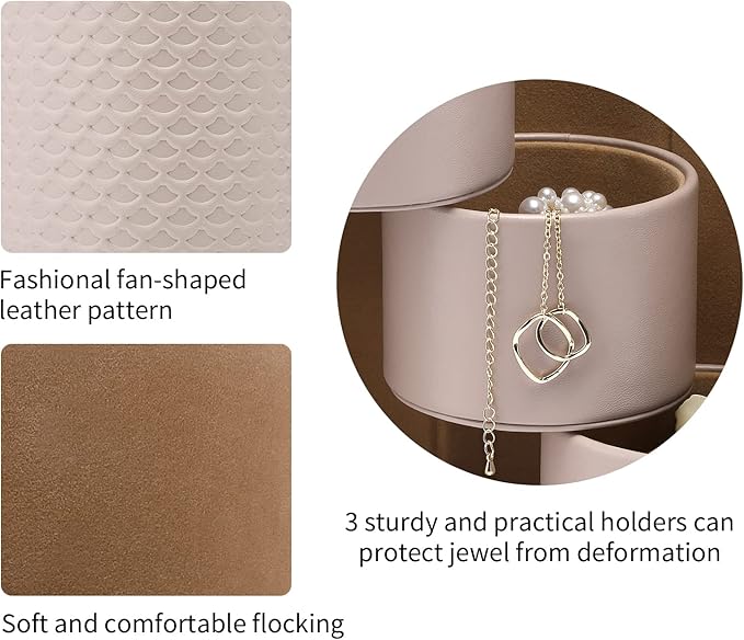 VLANDO Travel Jewelry Box, Travel Jewelry Case for Mothers Day Gifts, Earring organizer Necklacke Organizer Ring Organizer Box with Hand-held Design for Travelling - Grey+Khaki Inner