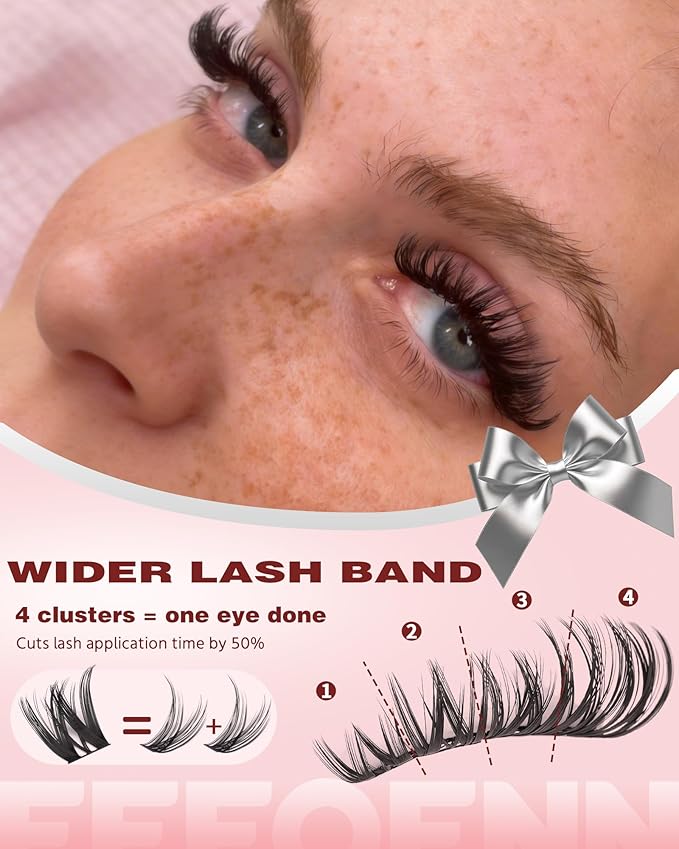 Lash Clusters Natural Eyelash Clusters Wispy Lashes Clusters C Curl Cluster Eyelash Extensions 8-14mm Lash Cluster Invisible Band Individual Lashes Bunny Cluster Lashes by Eefofnn