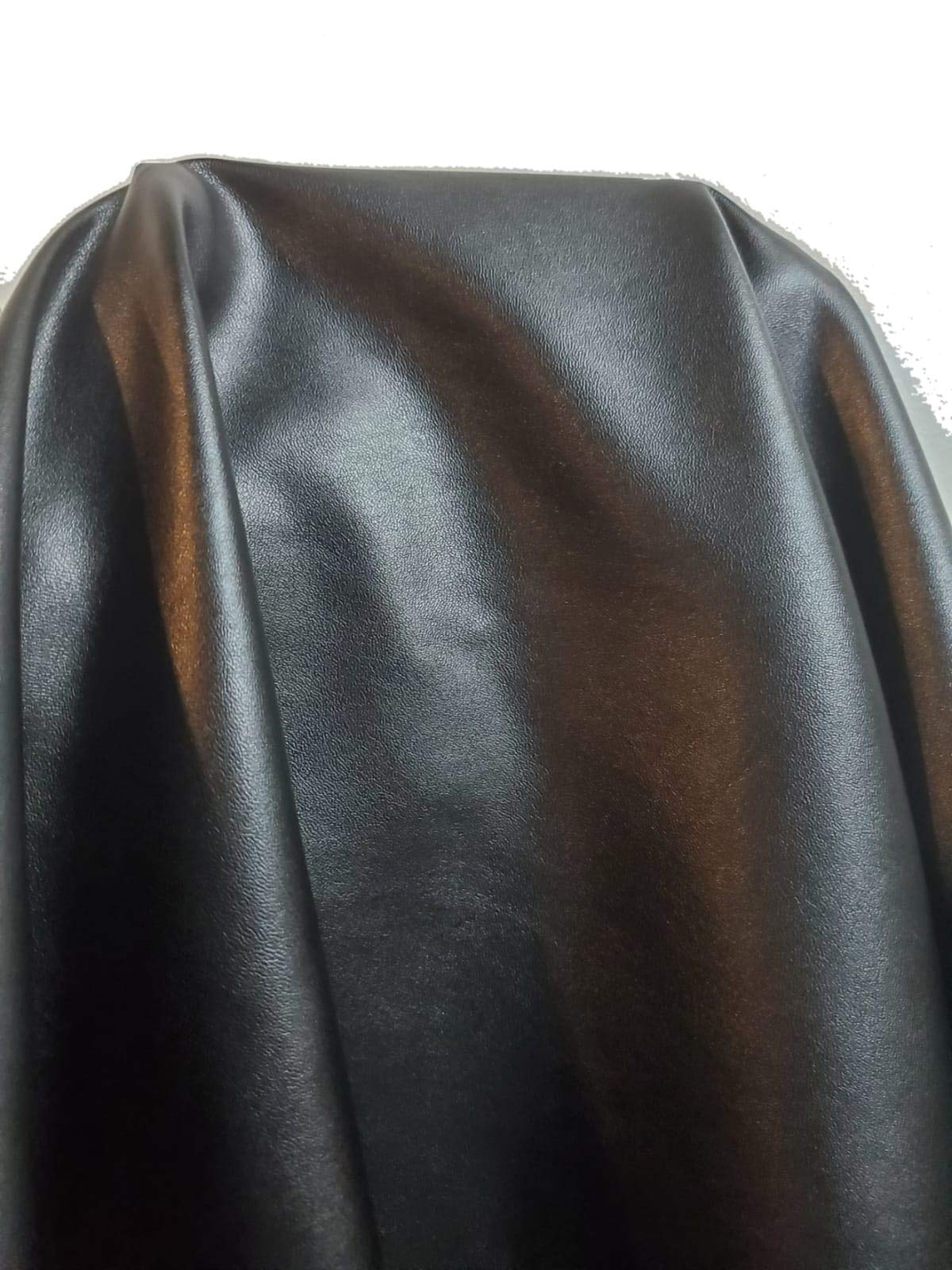 NAT Leathers™ | Black Stretch Super Soft Faux Vegan Leather PU (Peta Approved Vegan) | by The Yard Synthetic Pleather 0.6 mm Nappa | Smooth Garment | (Black, 2 Yard (72"x54")