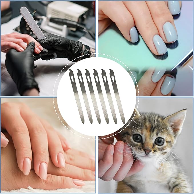 Nail Files for Natural Nails (6 Pack), Metal Nail File 5.5Ã¢ÂÂÃ¢ÂÂ Stainless Steel Thin Durable Nail Filer with Curved Sharp Pointed Tip Double Sided Manicure Pedicure Toenails Tools