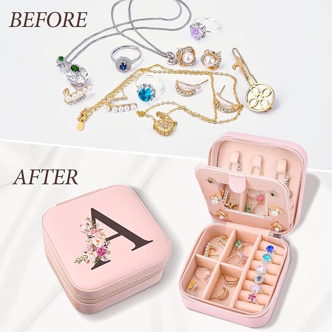 Easter Basket Stuffers for Teens, Mothers Day Mom Gifts Christmas Stocking Stuffers for Women Wife Teen Girl Gifts Trendy Stuff Travel Jewelry Box Case Organizer Personalized Birthday Gifts