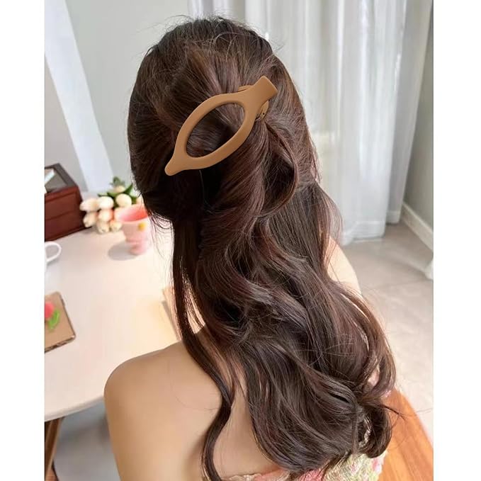 Flat Hair Clips for Women Lay Flat Hair Claw Clips for Thin Thick Hair 3Pcs French Concord Large Hair Clips Matte Neutral Jaw Clips Hair Clamps Accessories Brown Black