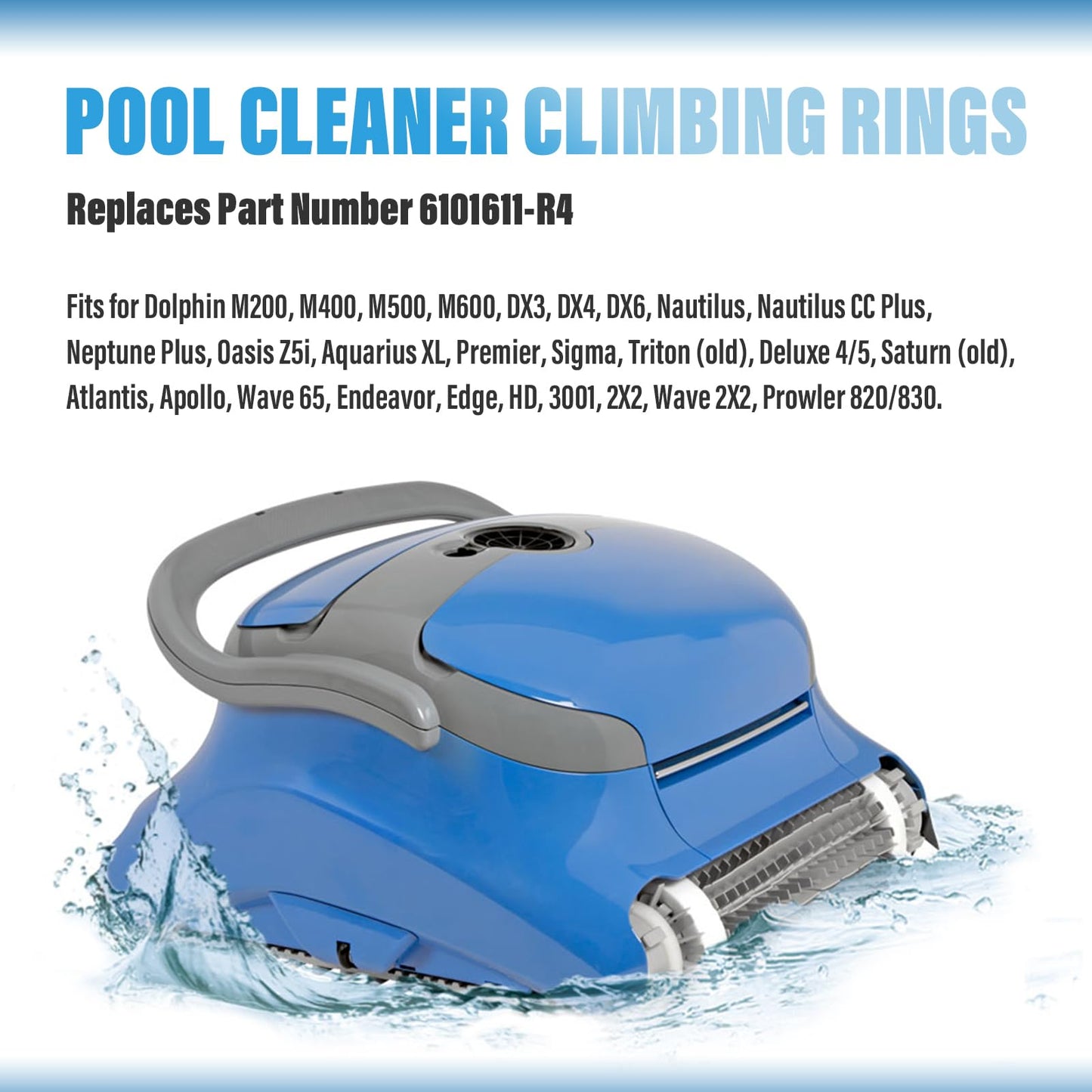 4 Pack Climbing Rings Replacement for Maytronics Dolphin Robotic Pool Cleaners, Compatible with Dolphin Nautilus CC Plus M200 M400 M500 DX3 DX4 DX6 Sigma Premier and More (Part Number 6101611-R4)