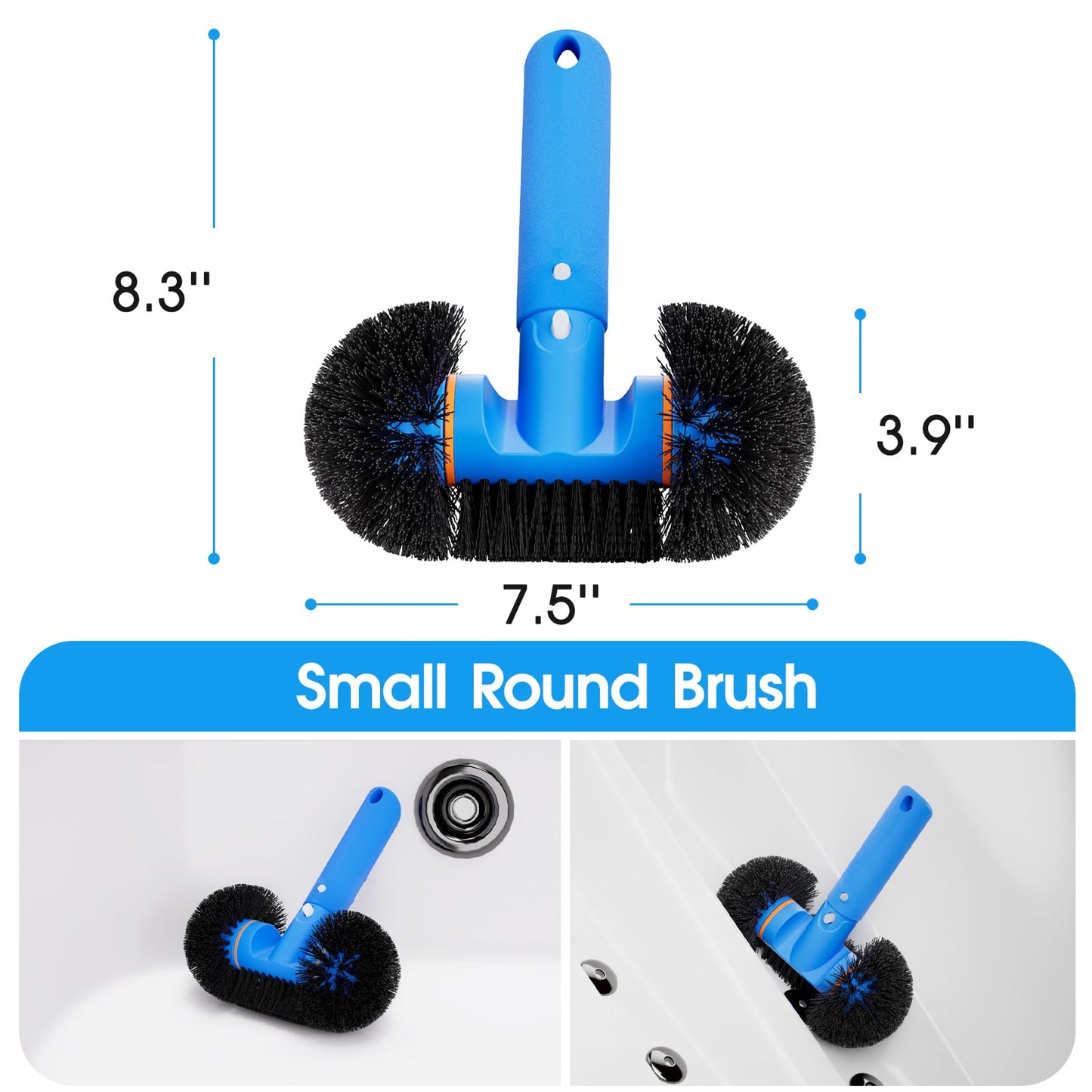 TidyMister 5-in-1 Spa Cleaning Set - Hot Tub Small Pools Maintenance Accessories Kit - Skimmer Net, Round Brush, 2ft Pole, Scrub Glove and Scum Absorber