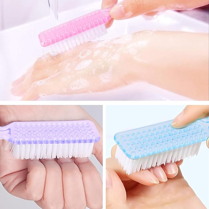 NICEMOVIC 10 Pcs Nail Brush for Cleaning Fingernails, Handle Grip Nail Scrubber Brush, Hand Fingernail Cleaner Brush Manicure Tools Scrub Cleaning Brushes Kit, Use for Toe and Nail Cleaning (Clear)