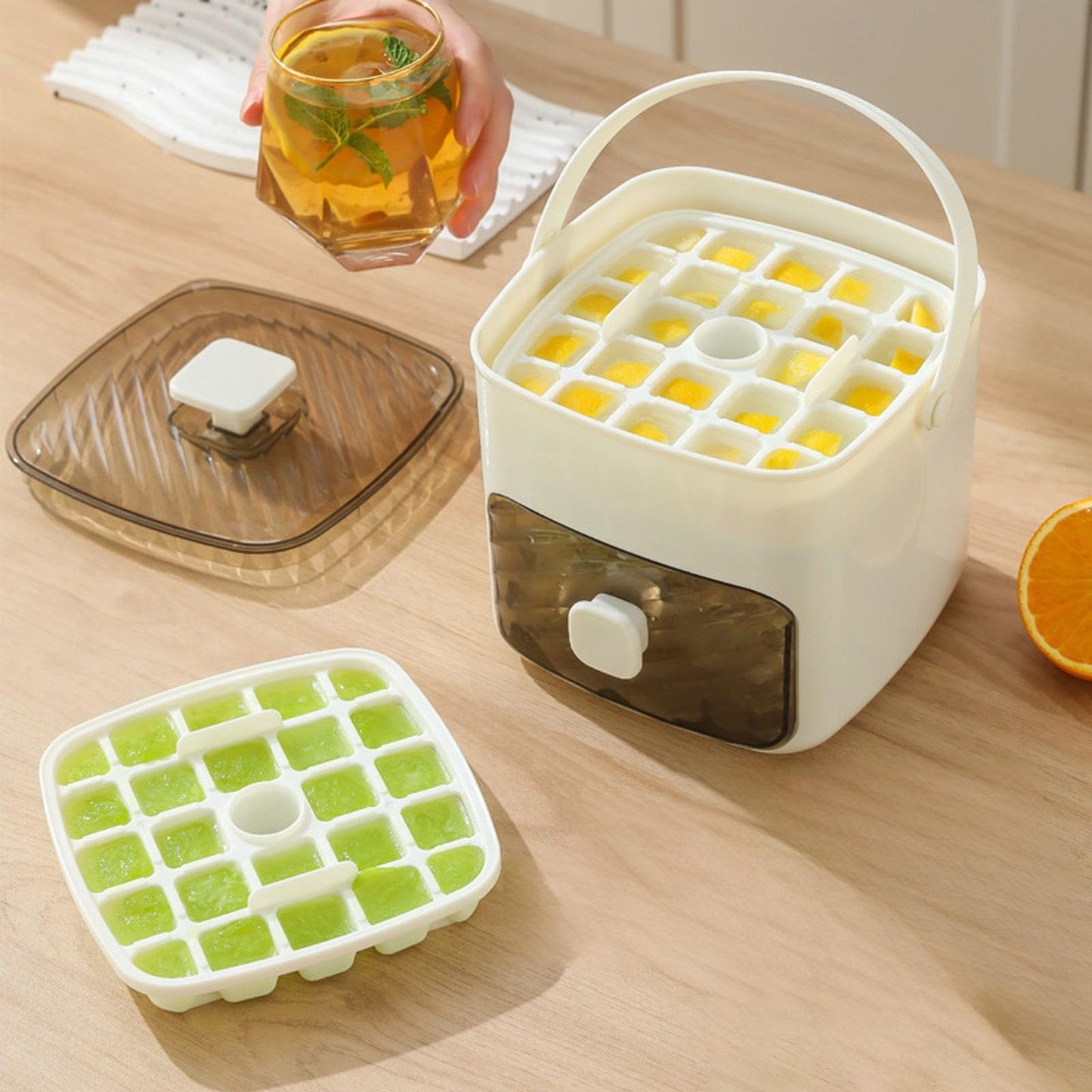 Portable Ice Maker for Freezer with Ice Bin Fast Making, Stackable Ice Cube Maker, Compact Countertop & Storage Drawer | One-Touch Operation for Home, Office,Household & Outdoor Use (White)