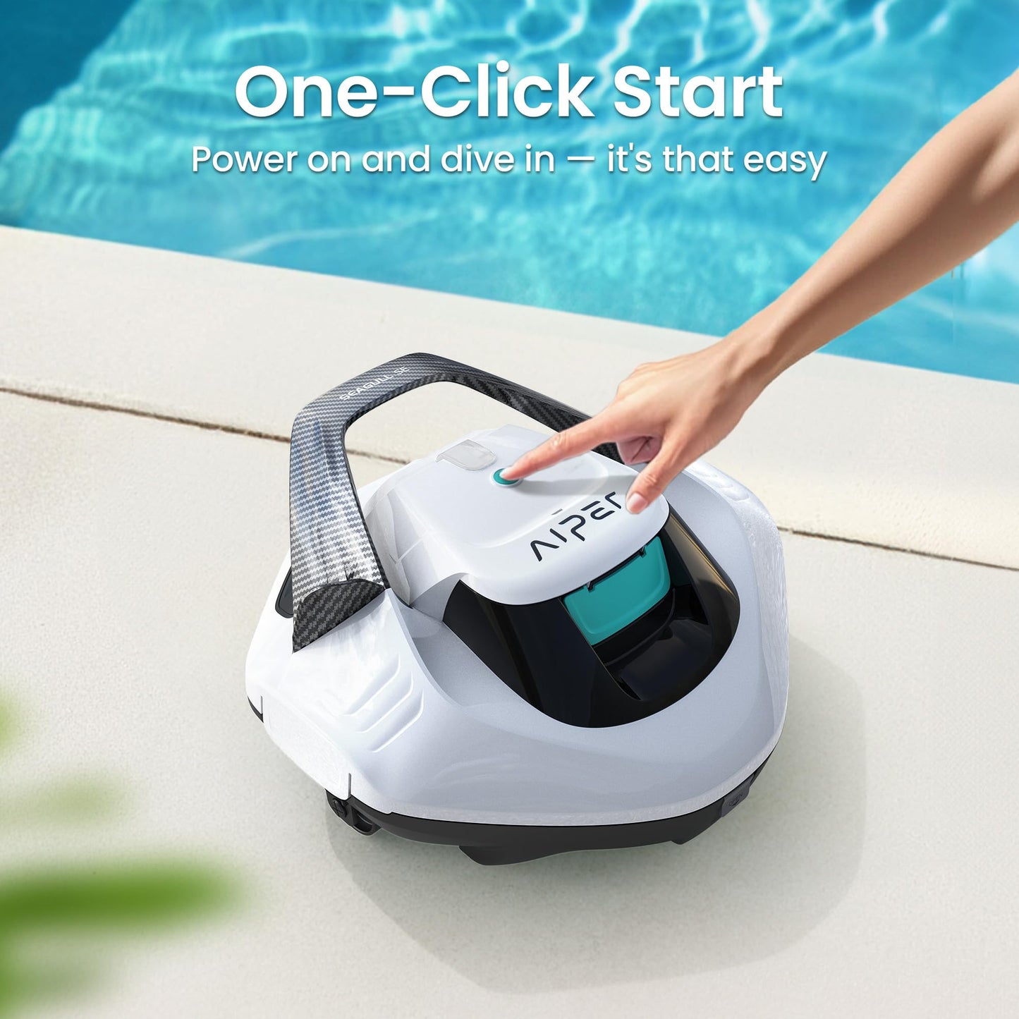 (2026 Upgrade) AIPER Seagull SE Cordless Robotic Pool Cleaner, Above Ground Pool Vacuum Lasts 100 Mins, Ideal for Flat Pools up to 860 sq.ft, Pearl (Renewed)