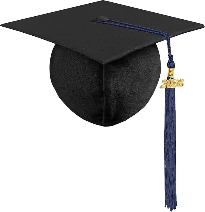 Graduation Cap with 2026 Tassel Year Charm Black Graduation Cap for High School & Bachelor