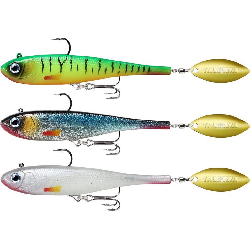 TRUSCEND Pre-Rigged Jig Head Soft Fishing Lures, Paddle Tail Swimbaits for Bass Fishing, Shad or Tadpole Lure with Spinner, Premium Fishing Bait for Saltwater Freshwater, Trout Crappie Fishing