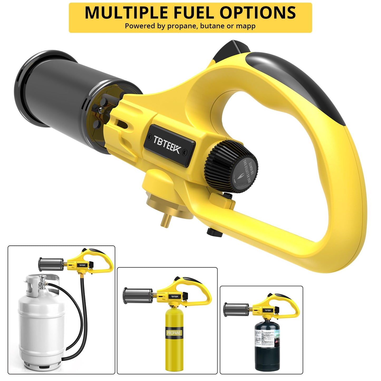 TBTEEK Powerful Propane Torch Head, Sous Vide Grill Cooking Torch With Adjustable Flame, Safety Lock Charcoal Torch Lighter for BBQ, Searing Steak, Creme Brulee, Campfire (Tank Not Included)