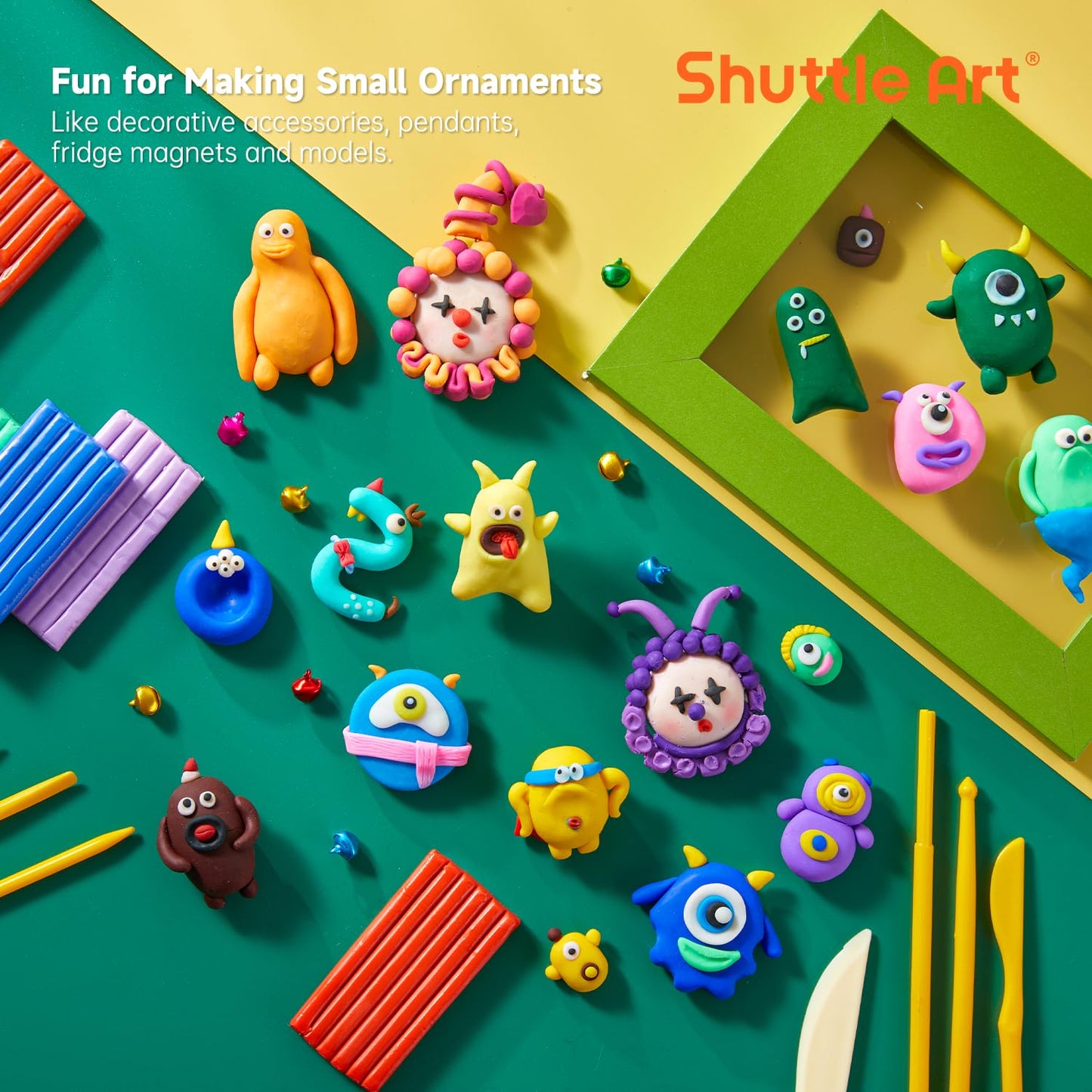 Shuttle Art Polymer Paste, 50 Colours of Modelling Clay with Modelling Tools Accessories, DIY Clay Kit Oven Bake, Non-Toxic for Children