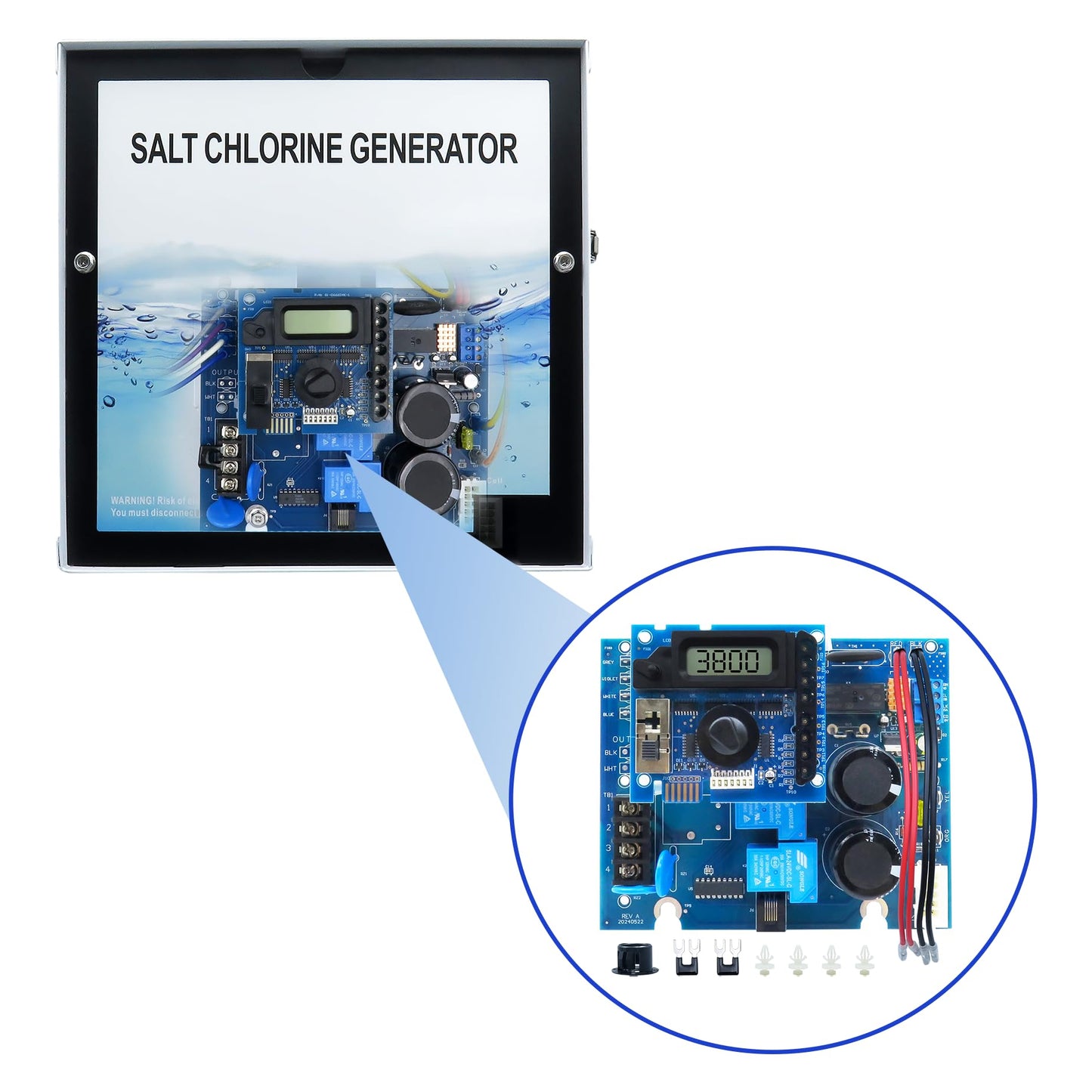 GLX-PCB-RITE Main Circuit Board & GLX-PCB-DSP Display Board，Fits The Hayward/Goldline Aqua Rite Saltwater Chlorinator，for Pool Chlorinators Replacement，Hayward aquarite Circuit Board