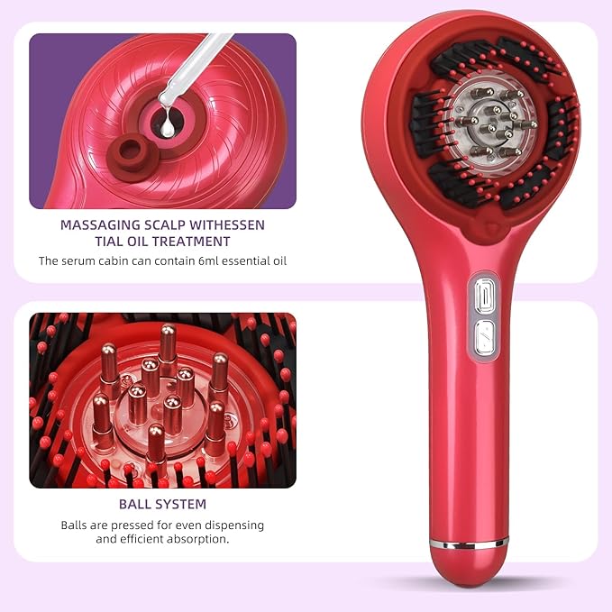 Hair Growth Brush Stimulator, Hair Oil Massager Scalp Oil Brush IPX5 Proof Electric Scalp Massager, 3 Massage Modes