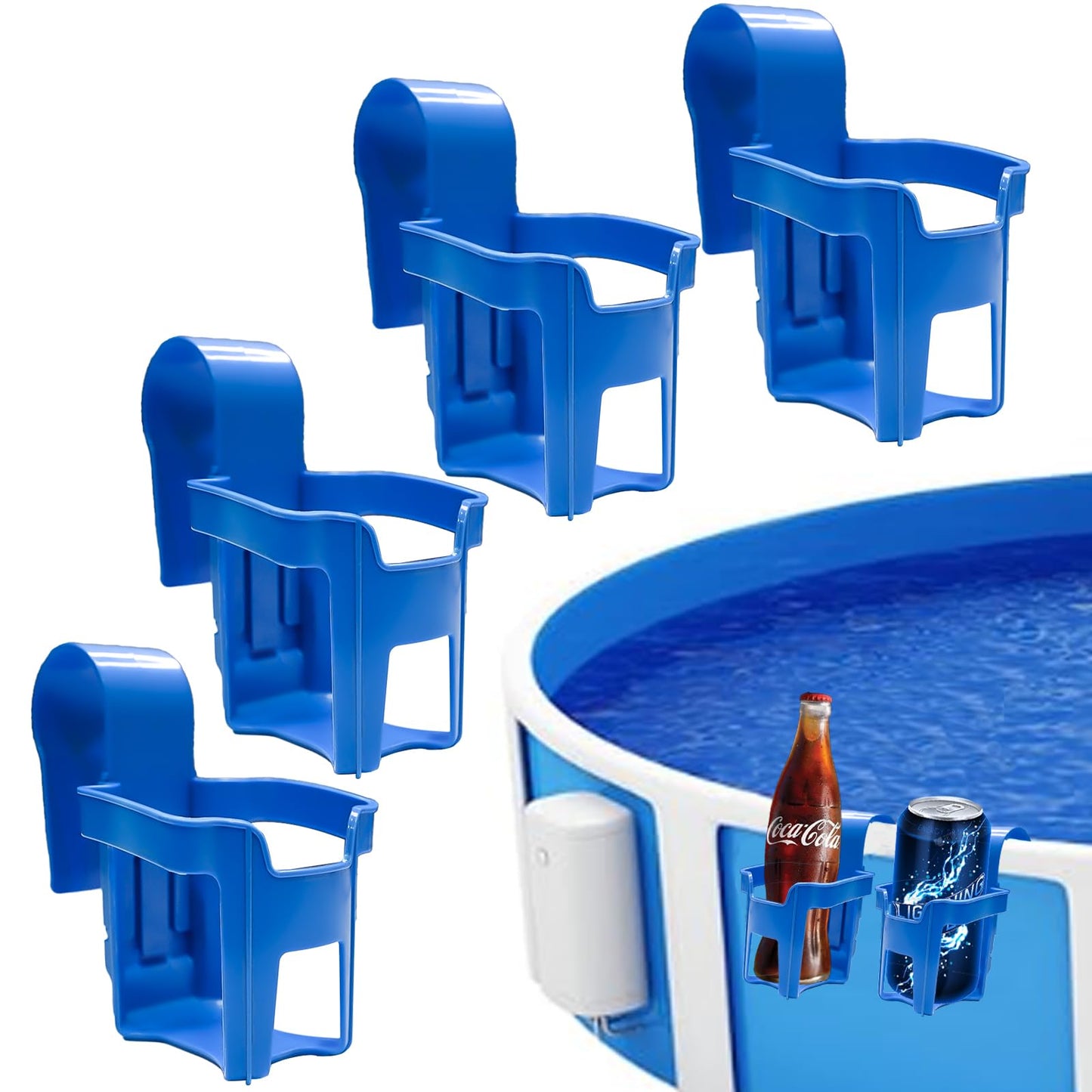 Pool Cup Holders,4 Pack Poolside Cup Holder Above Ground Pool Accessories, Fits 2 Inch or Less Round Top Bar,Pool Drink Holders for Drinks Above Ground
