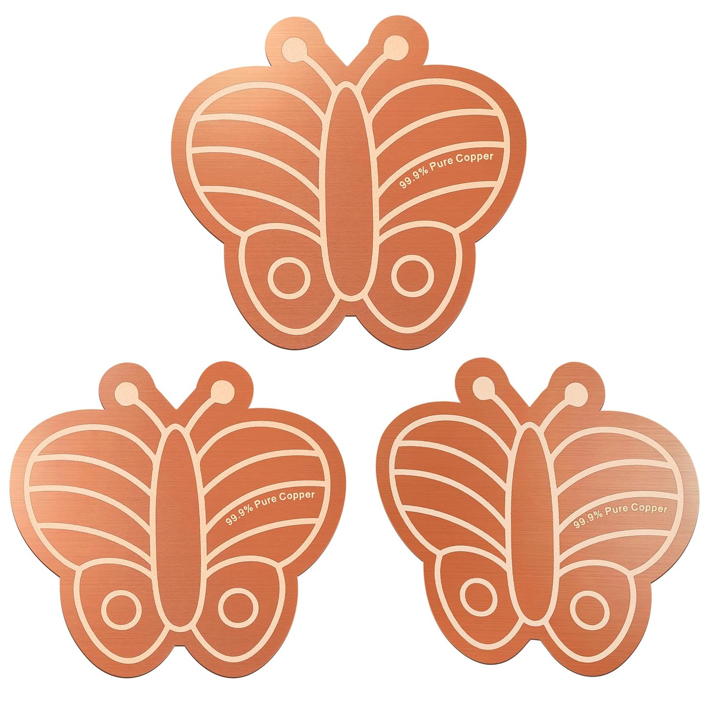 3Pcs Bird Bath Copper Purification Disk 99.99% Pure Copper Water Cleaning Discs 0.6mm Physical Clean Water for All-Season Universal Natural Fit for Outdoor Birdbaths, Bowls, Garden Fountain(Butterfly)