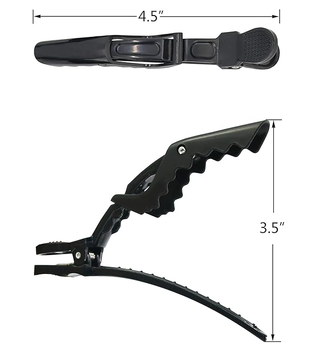 HH&LL 12pcs Hair clips for Styling – Wide Teeth & Double-Hinged Design – Alligator Styling Sectioning Clips of Professional Hair Salon Quality (Black without Logo)