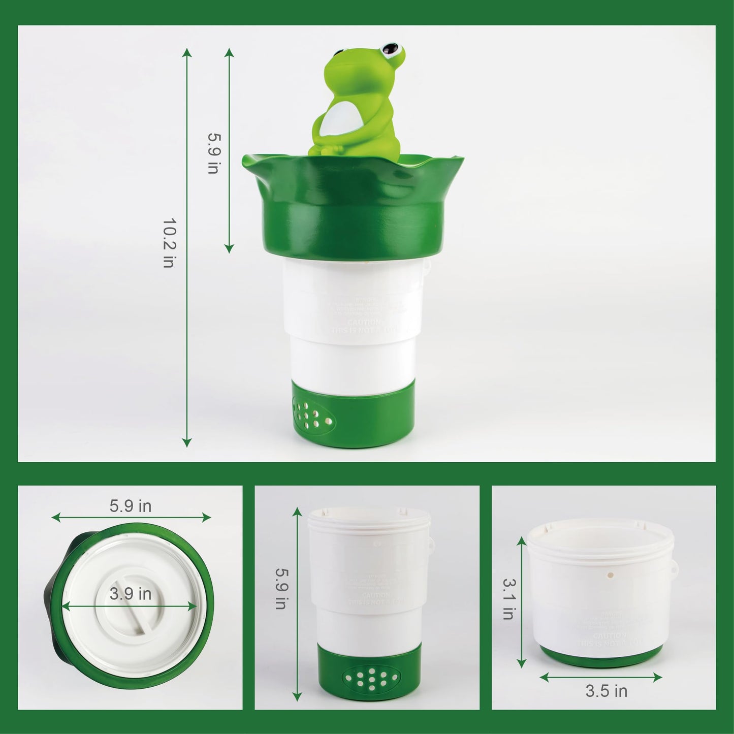 MKLZ Chlorine Floater for Pool, Floating Large Chlorine Dispenser, Bromine Tablet Holder, Fits 1 and 3 Inch Tablets for Above & In-Ground Swimming Pools, Spa Hot Tub, Funny Frog Float