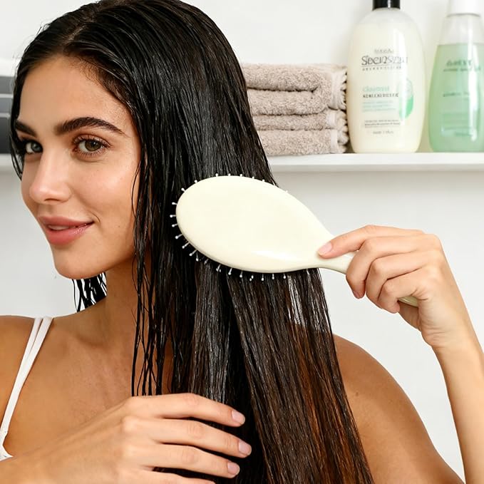 Boar Bristle Hair Brush -boar bristles + nylon pinsÃ¯Â¼Â Smoothes & Detangles All Hair Types, Hairbrush for Women, Men & Kids, Distributes Oils for Natural Shine & Stimulates Scalp