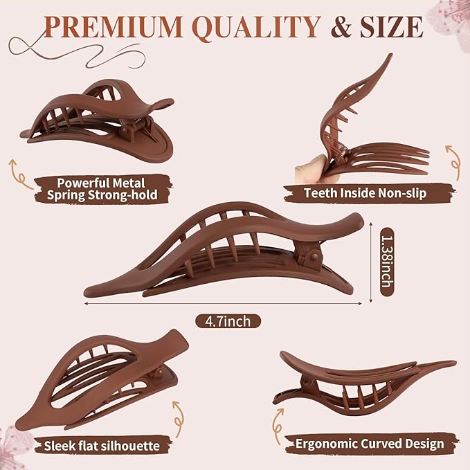 10 Pcs Flat Hair Clips for Women French Concord Claw Clips for Thick and Thin Hair Claw Clips Duck Billed Barrettes Hair Accessories for Women and Girls (Dark Colorful)