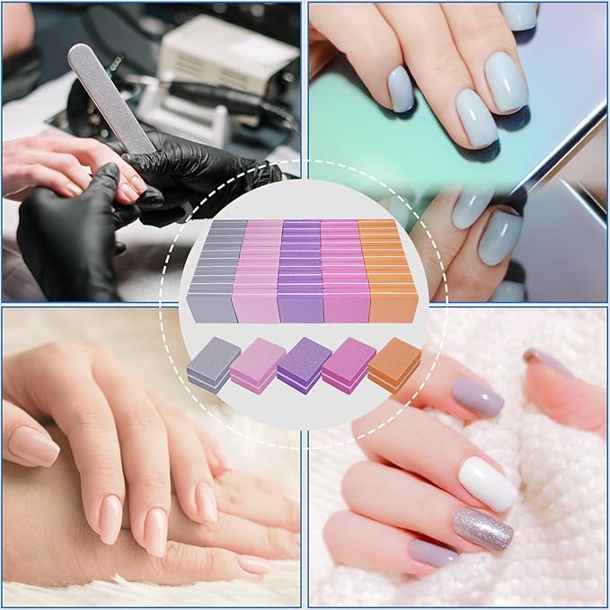Nail Buffers (50 Pack), Mini Buffer Block Nail File for Acrylic Nails and Natural Nails, 100/180 Grit Nail Buffer Block Bulk Buffing Blocks for Nail Buff Professional Manicure File Blocks Mix Color