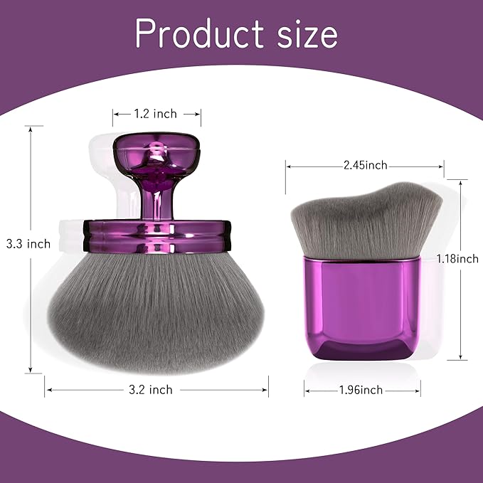 Blend & Blur Extra Large Body Makeup Brush for Self Tanner,Leg Makeup & Bronzer Self Tan Applicator, 3.2inch Wide Round Head Kabuki Brush For Application with Drawstring Bag (Purple2)