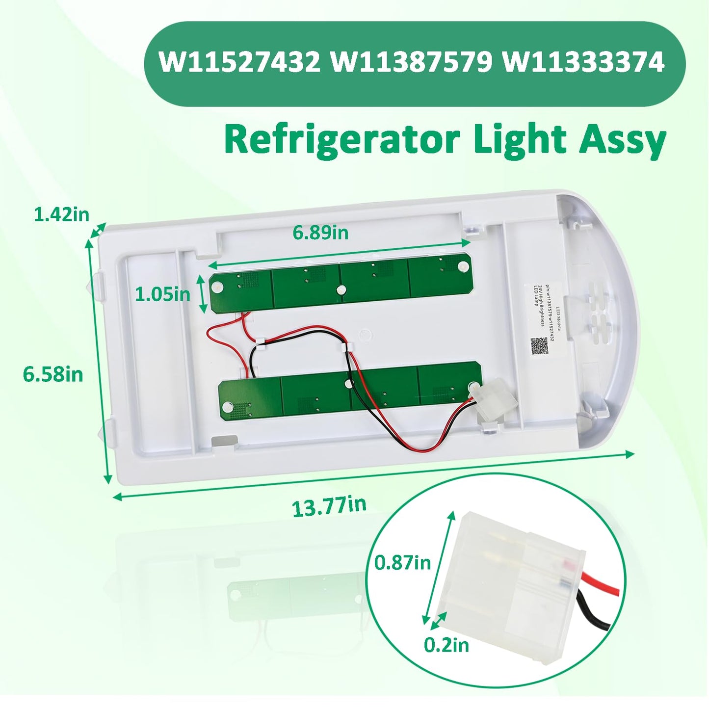 W11527432 W11387579 W11042554 Refrigerator LED Light Assembly for Whirlpool, Maytag & Amana Compatible WRX735SDHZ02 WRX735SDHZ03 WRX735SDHZ04 WRF555SDFZ11 WRX735SDHZ07 WRF555SDHW02 WRF555SDHV04