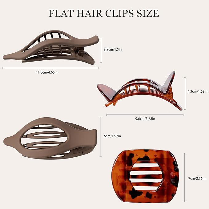 8 Pack Flat Hair Clips for Women, Matte Flat Claw Clips for Thick & Thin Hair No-Slip Strong Hold Hair Barrettes, French Duckbill Styling Accessories for Women