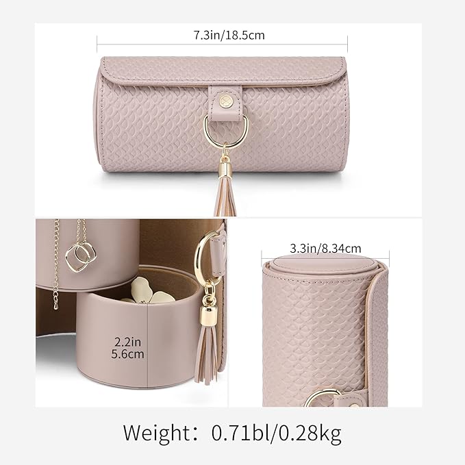 VLANDO Travel Jewelry Box, Travel Jewelry Case for Mothers Day Gifts, Earring organizer Necklacke Organizer Ring Organizer Box with Hand-held Design for Travelling - Grey+Khaki Inner