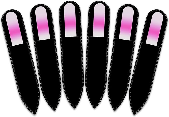 Mont Bleu Rainbow Crystal Nail File in Black Pouch - Small/Purse Size - Czech Tempered Glass - Handmade in Bohemia (Czech Republic)
